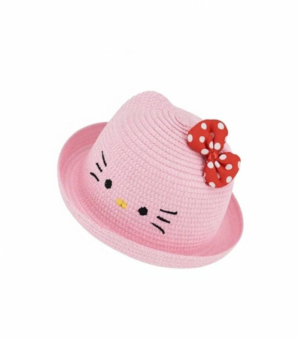 Palarie paie pentru fetite, Kitty, multicolor, 50 cm, 1-3 ani