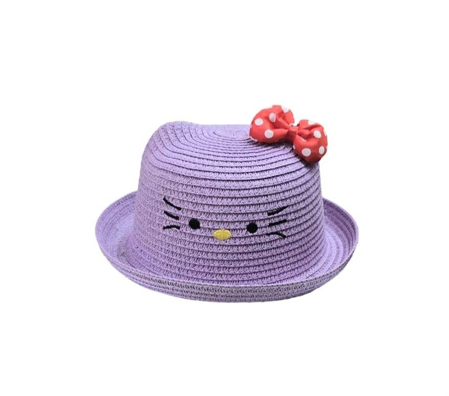 Palarie paie pentru fetite, Kitty, multicolor, 50 cm, 1-3 ani