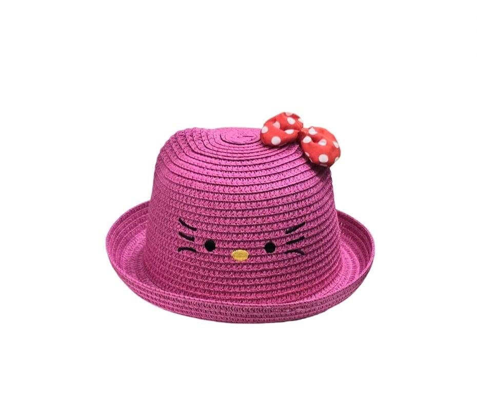 Palarie paie pentru fetite, Kitty, multicolor, 50 cm, 1-3 ani