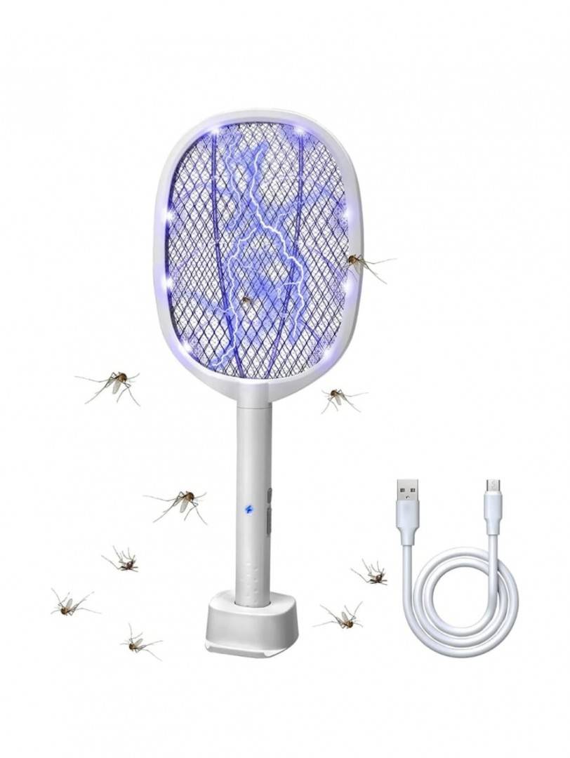 Paleta electrica anti-insecte, incarcare USB, alb, 52 cm