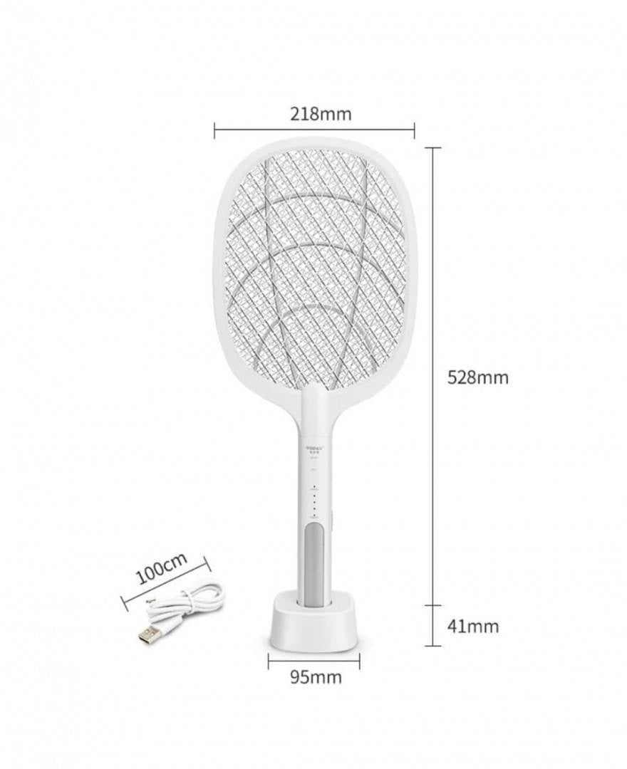 Paleta electrica anti-insecte, incarcare USB, alb, 52 cm