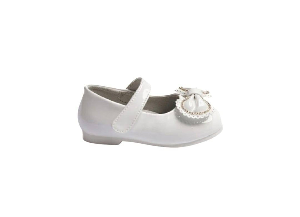 Pantofi lac fete, fundita, MC334, cu pietricele, alb, marimea 30 - 36