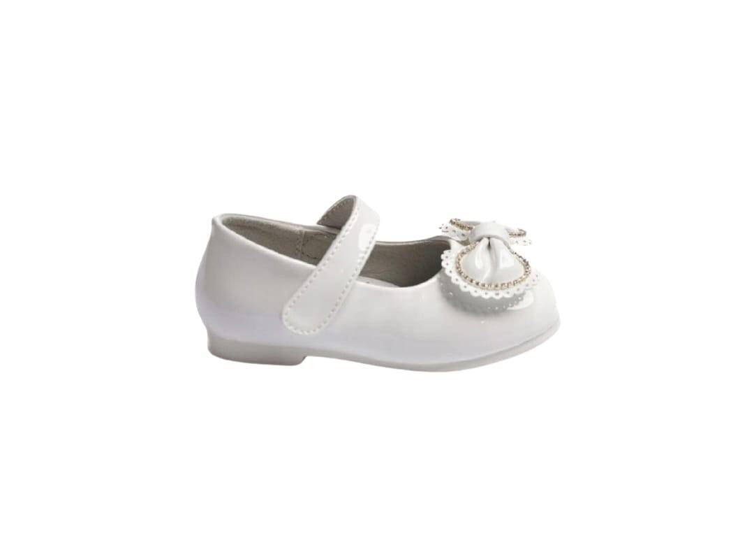 Pantofi lac fete, fundita, MC334, cu pietricele, alb, marimea 30 - 36