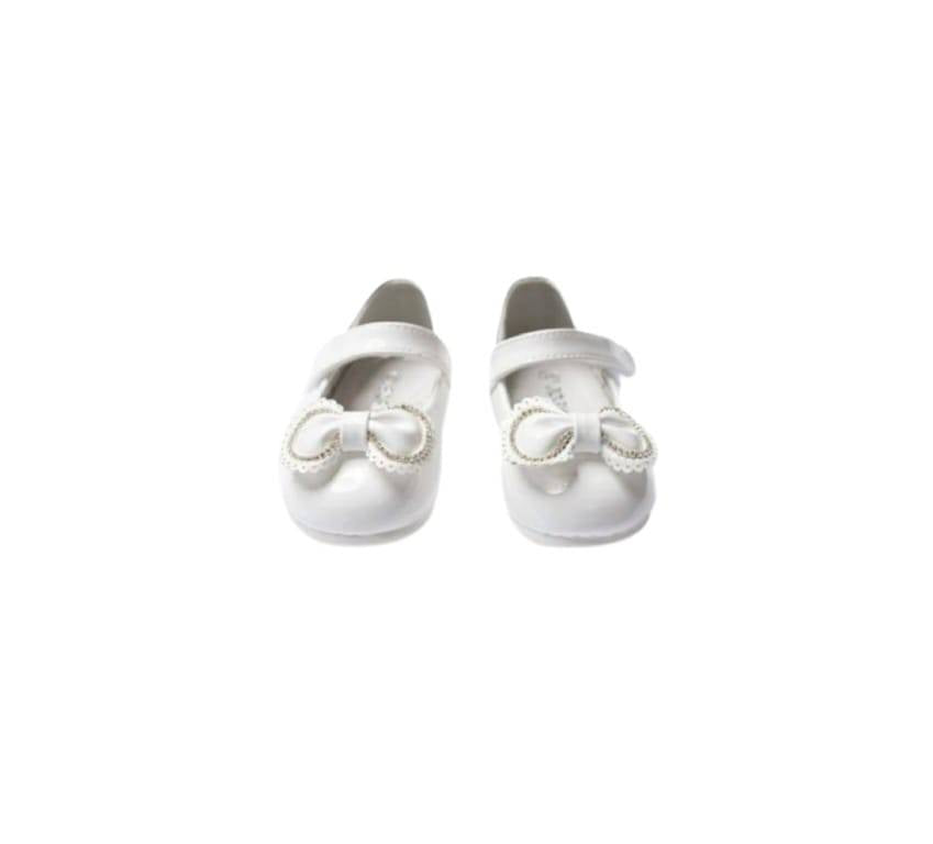 Pantofi lac fete, fundita, MC334, cu pietricele, alb, marimea 30 - 36
