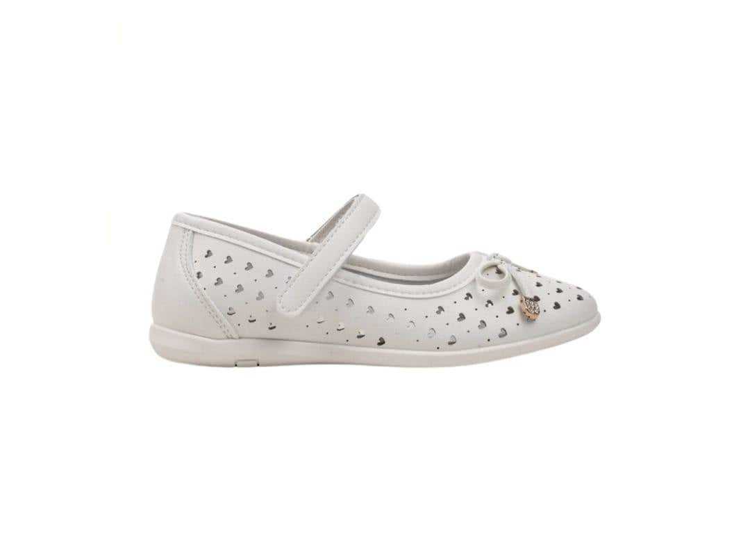 Pantofi piele fetite, T378, model de vara, perforati, alb, marimea 25 - 30