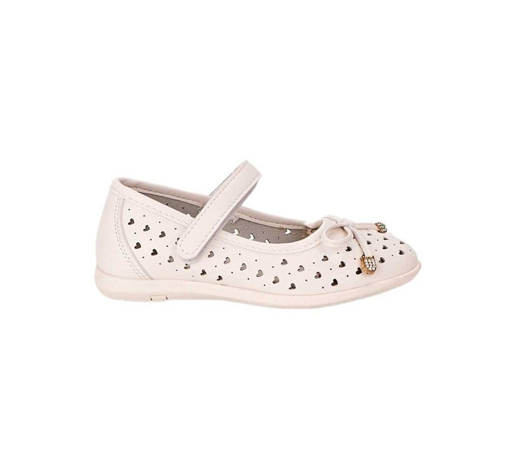 Pantofi piele fetite, T379, perforati, alb, marimea 31 - 36