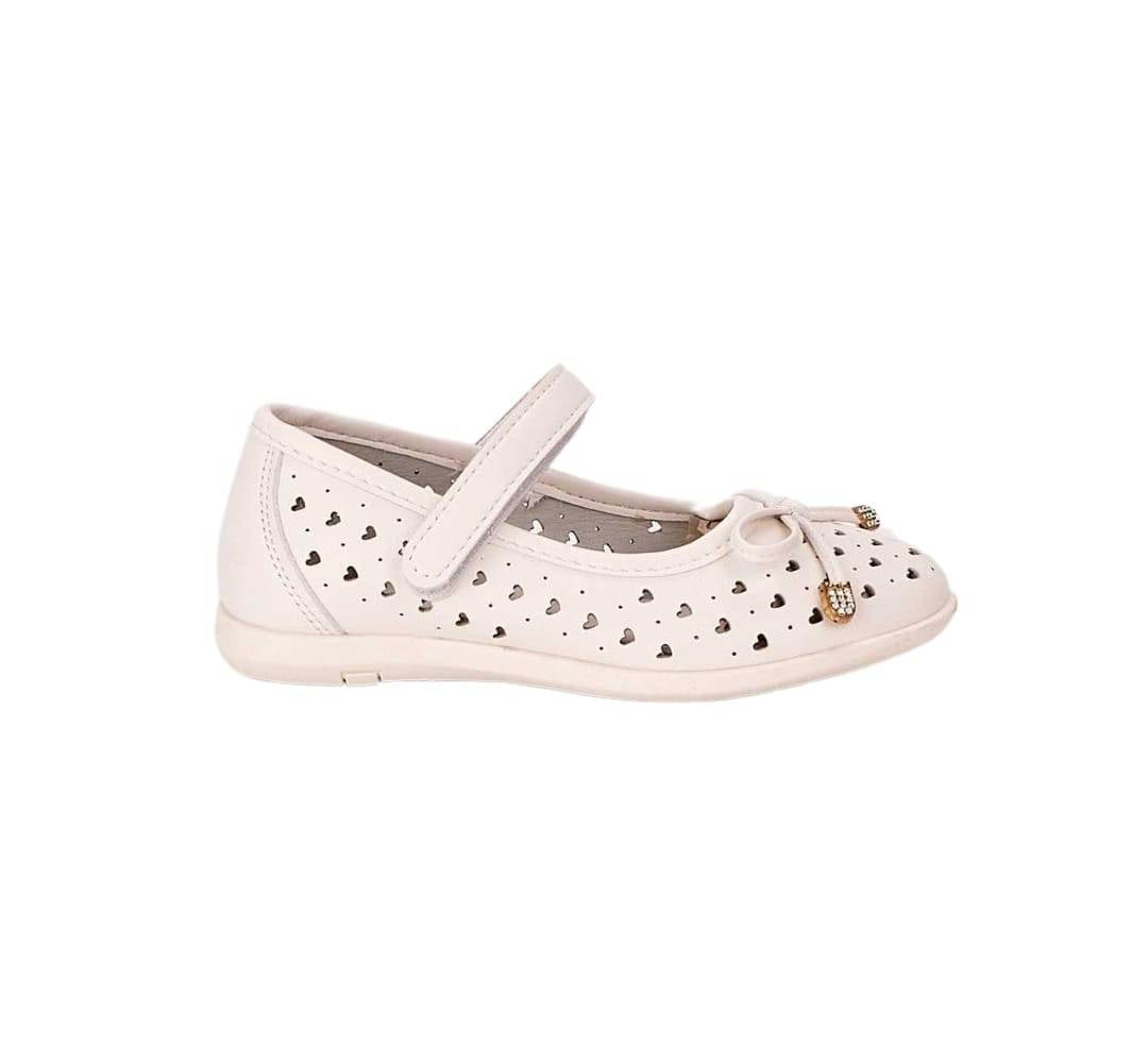 Pantofi piele fetite, T379, perforati, alb, marimea 31 - 36