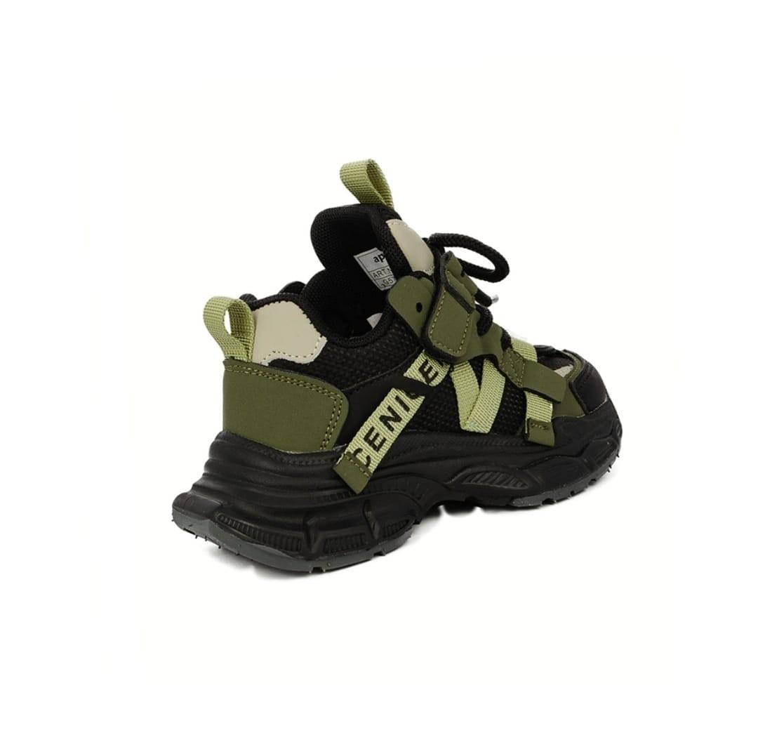 Pantofi sport copii, G575, negru/kaki, marimea 30 - 37