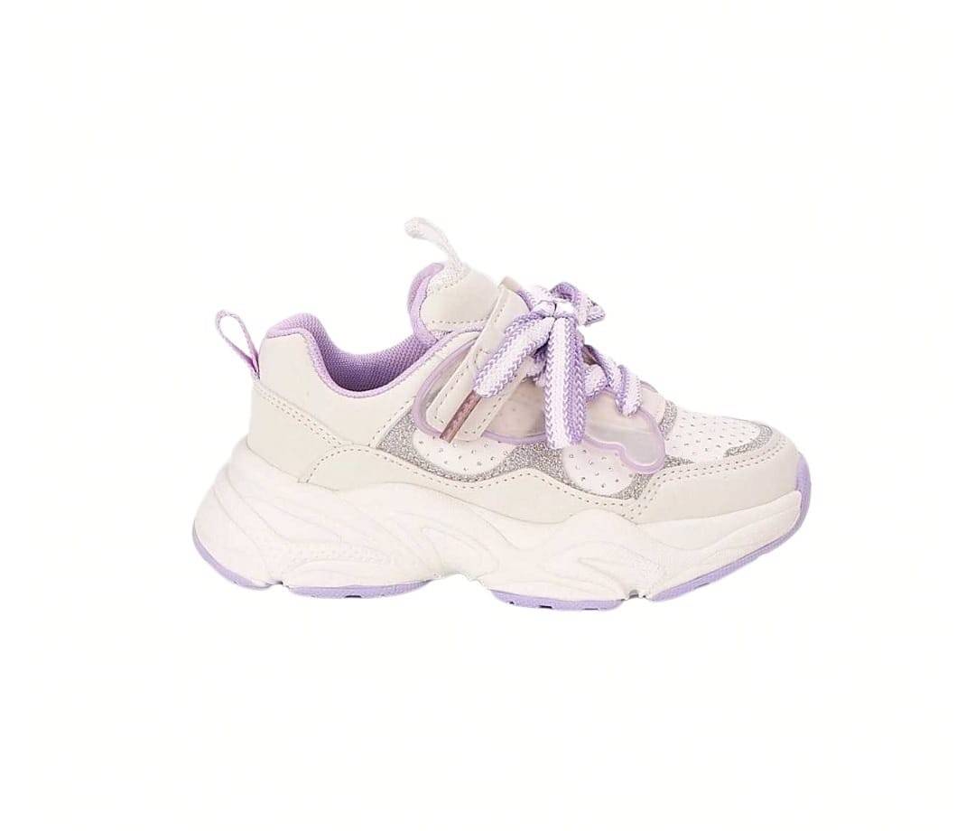 Pantofi sport copii, N619, alb/mov, marimea 27 - 32
