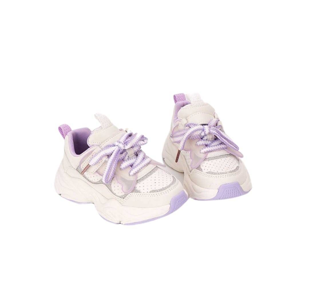 Pantofi sport copii, N619, alb/mov, marimea 27 - 32