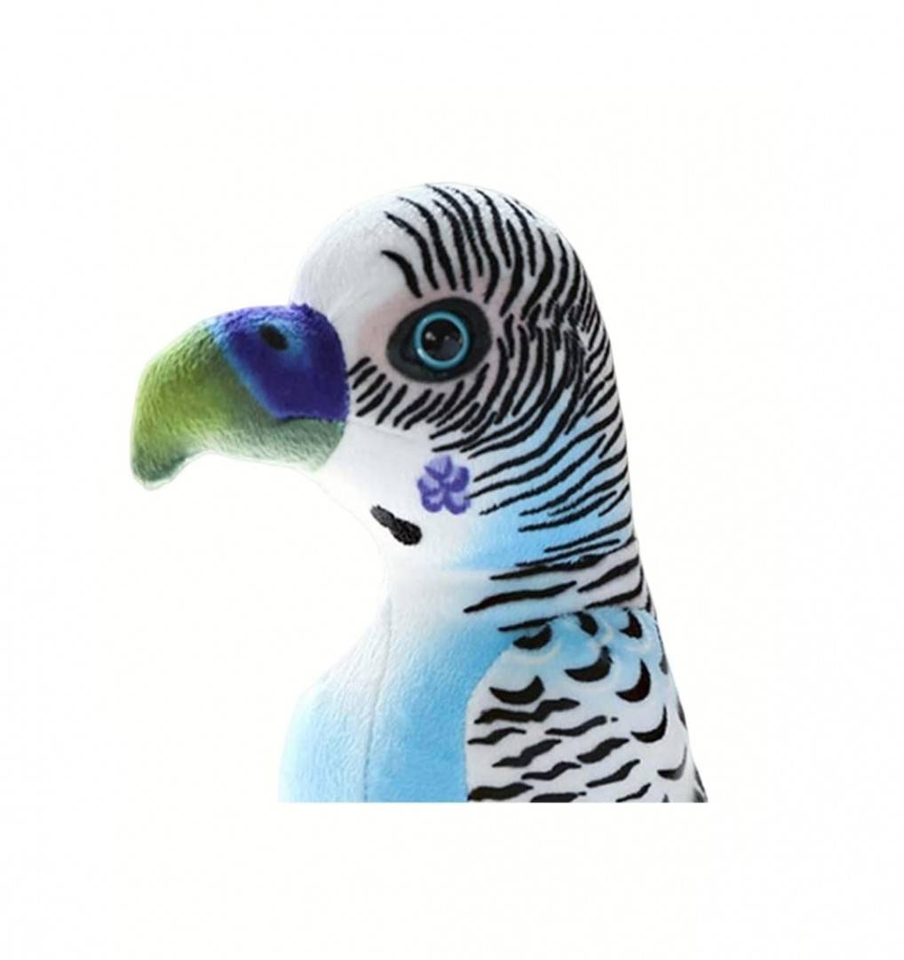 Papagal de plus, realist, albastru/gri, 20 cm