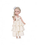 Papusa blonda, rochie volane, MASHASHOP, alb/crem, 36 cm