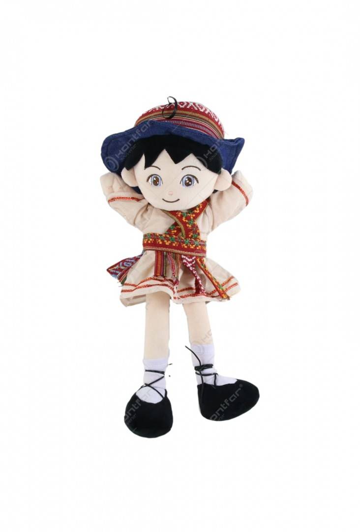 Papusa de plus Baietel, care canta muzica populara romaneasca, 36 cm