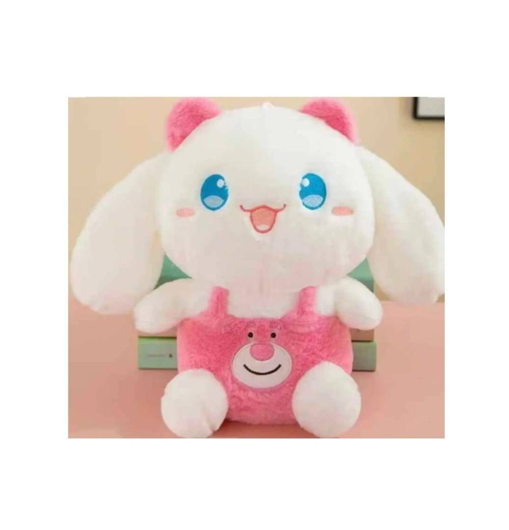 Papusa de plus, Kuromi din seria Cinnamoroll Sanrio, alb/roz deschis, 40 cm