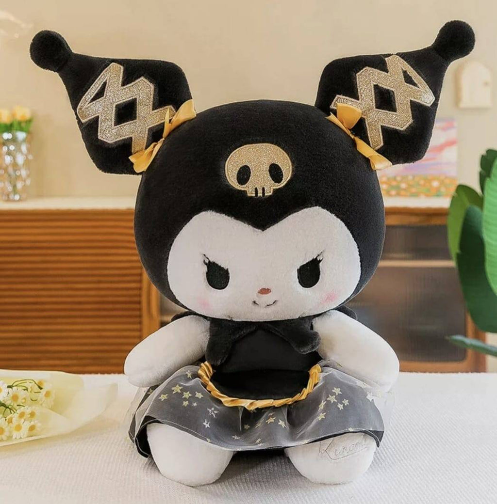 Papusa de plus, Kuromi din seria Hello Kitty Sanrio, multicolor, 65 cm