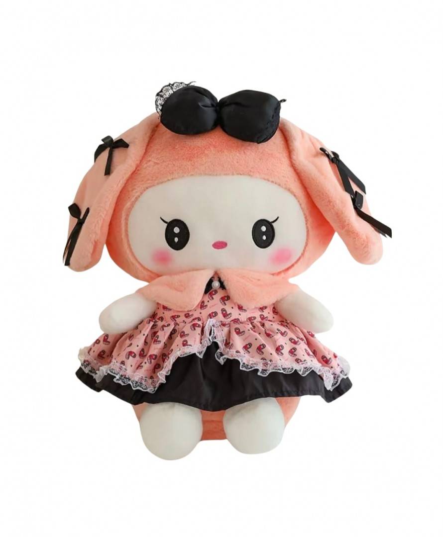 Papusa de plus, Kuromi din seria Hello Kitty Sanrio, roz, 65 cm