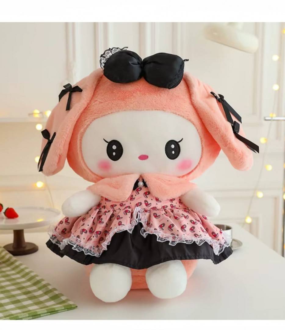 Papusa de plus, Kuromi din seria Hello Kitty Sanrio, roz, 65 cm