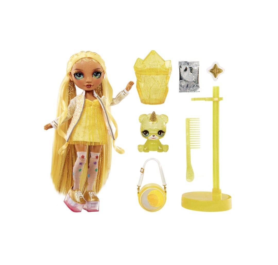 Papusa Rainbow HIGH, Sunny Madison, seria Classic, cu accesorii, galben, 28 cm