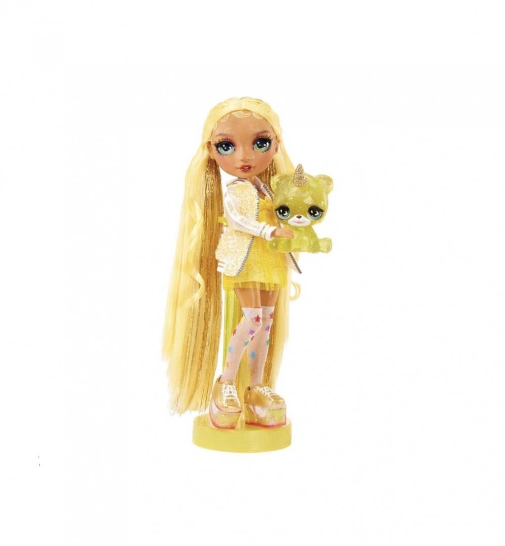 Papusa Rainbow HIGH, Sunny Madison, seria Classic, cu accesorii, galben, 28 cm