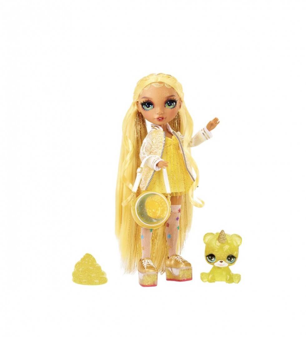 Papusa Rainbow HIGH, Sunny Madison, seria Classic, cu accesorii, galben, 28 cm