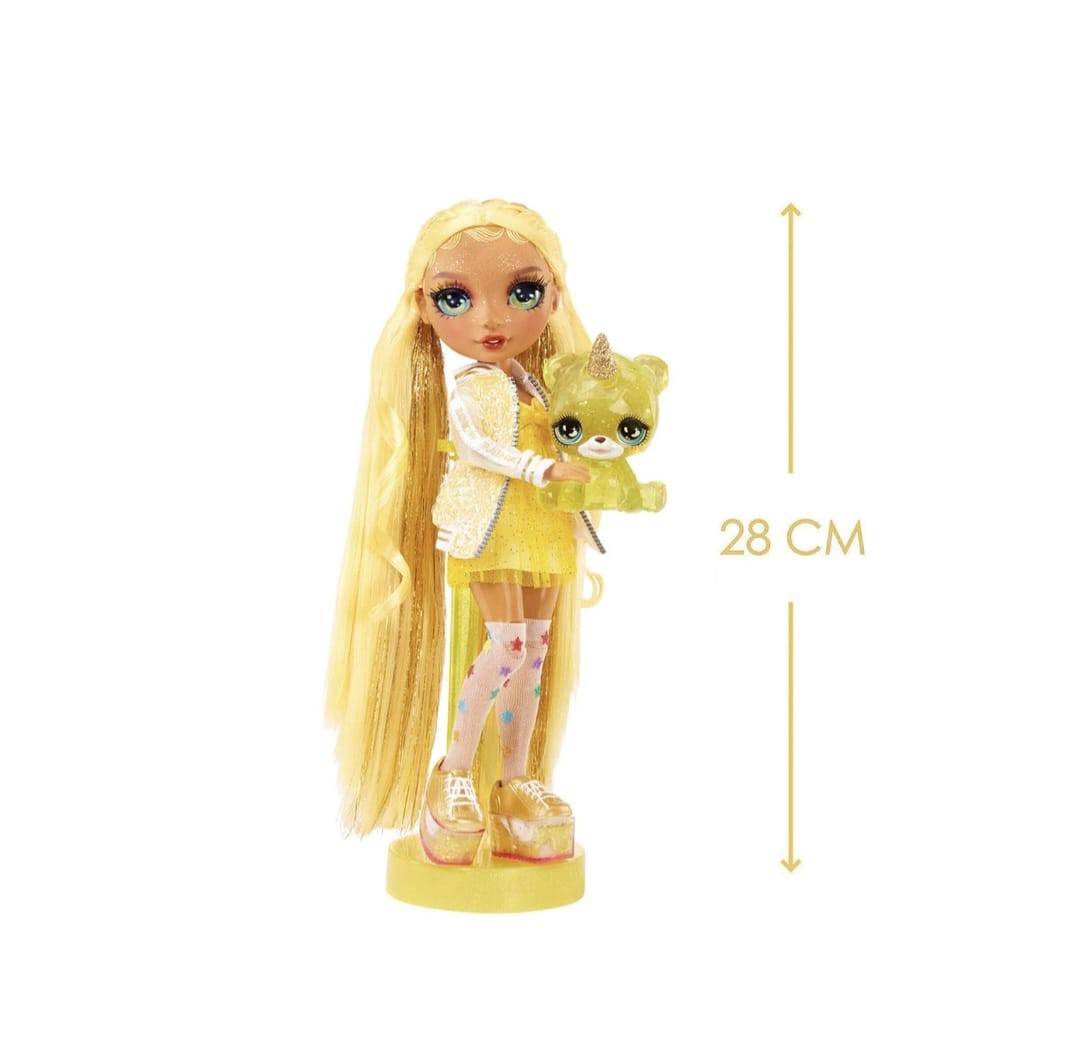 Papusa Rainbow HIGH, Sunny Madison, seria Classic, cu accesorii, galben, 28 cm