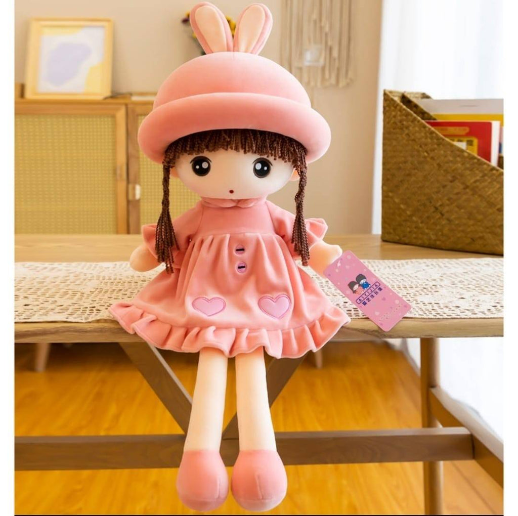 Papusica de plus cu rugaciune, roz, 44 cm