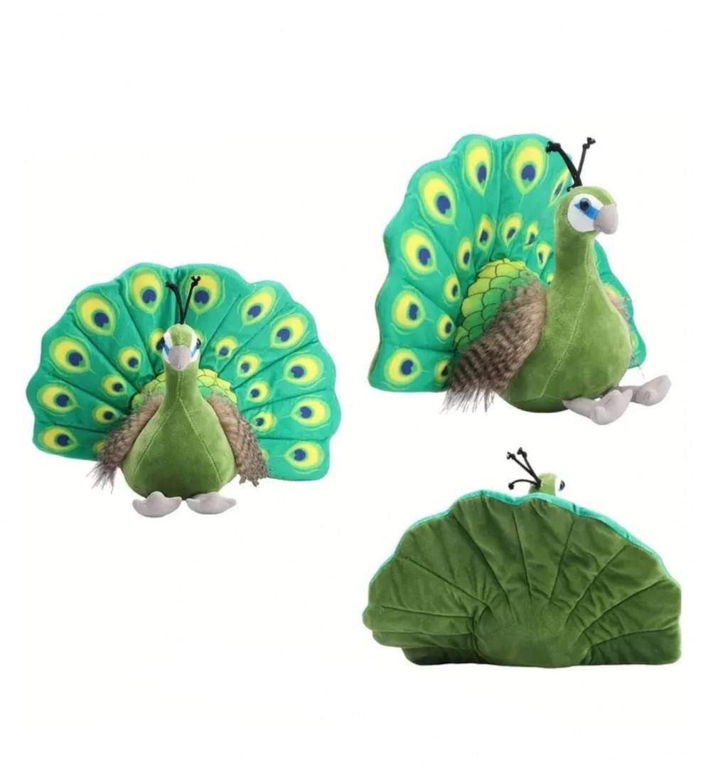 Paun de plus, realist, verde, 33 cm