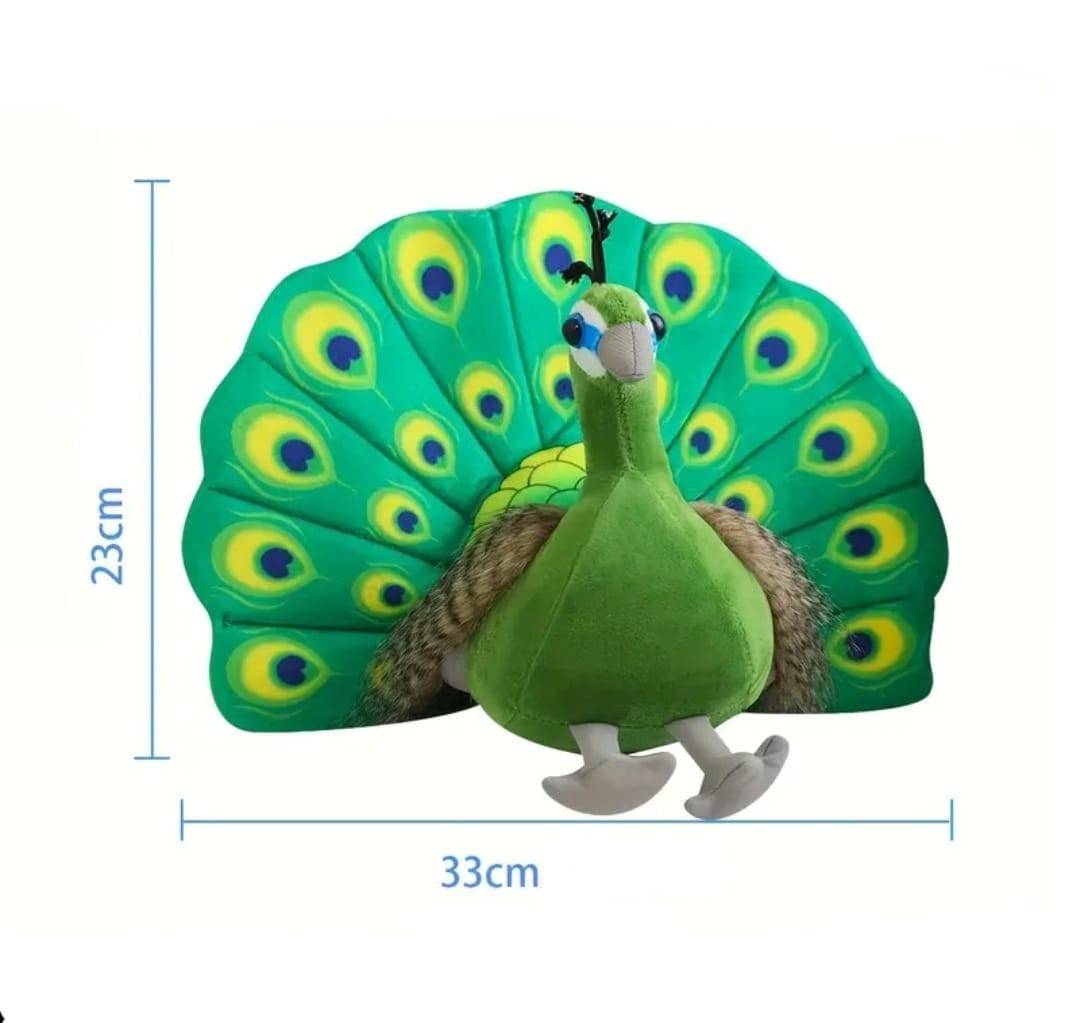 Paun de plus, realist, verde, 33 cm