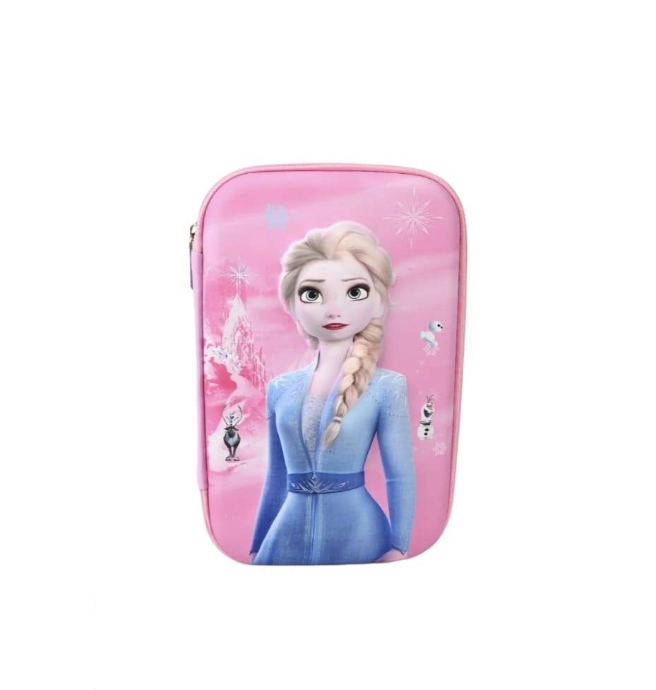 Penar scolar fete, model Frozen, Elsa, 3D, roz/multicolor, 22 cm x 14 cm