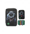 Penar triplu echipat copii, Pantera, Led, 3D Effect, gri inchis, 6 ani+