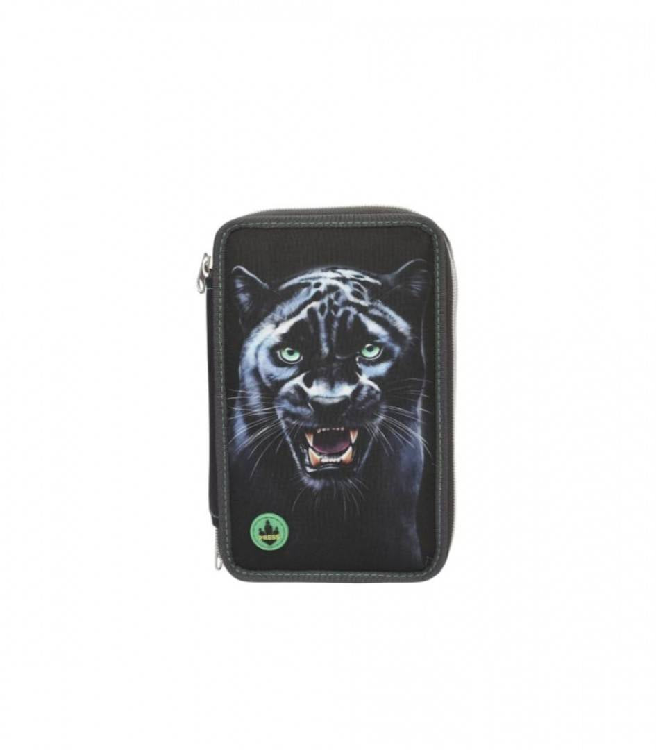 Penar triplu echipat copii, Pantera, Led, 3D Effect, gri inchis, 6 ani+