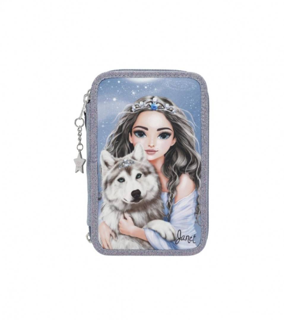 Penar triplu echipat fete, Wolf, 3D Effect, albastru deschis, 6 ani+