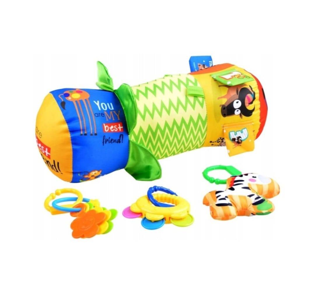 Perna burtica bebe, Cilindru cu zornaitori si animalute, MASHASHOP, multicolor, 37 cm, 6 luni +