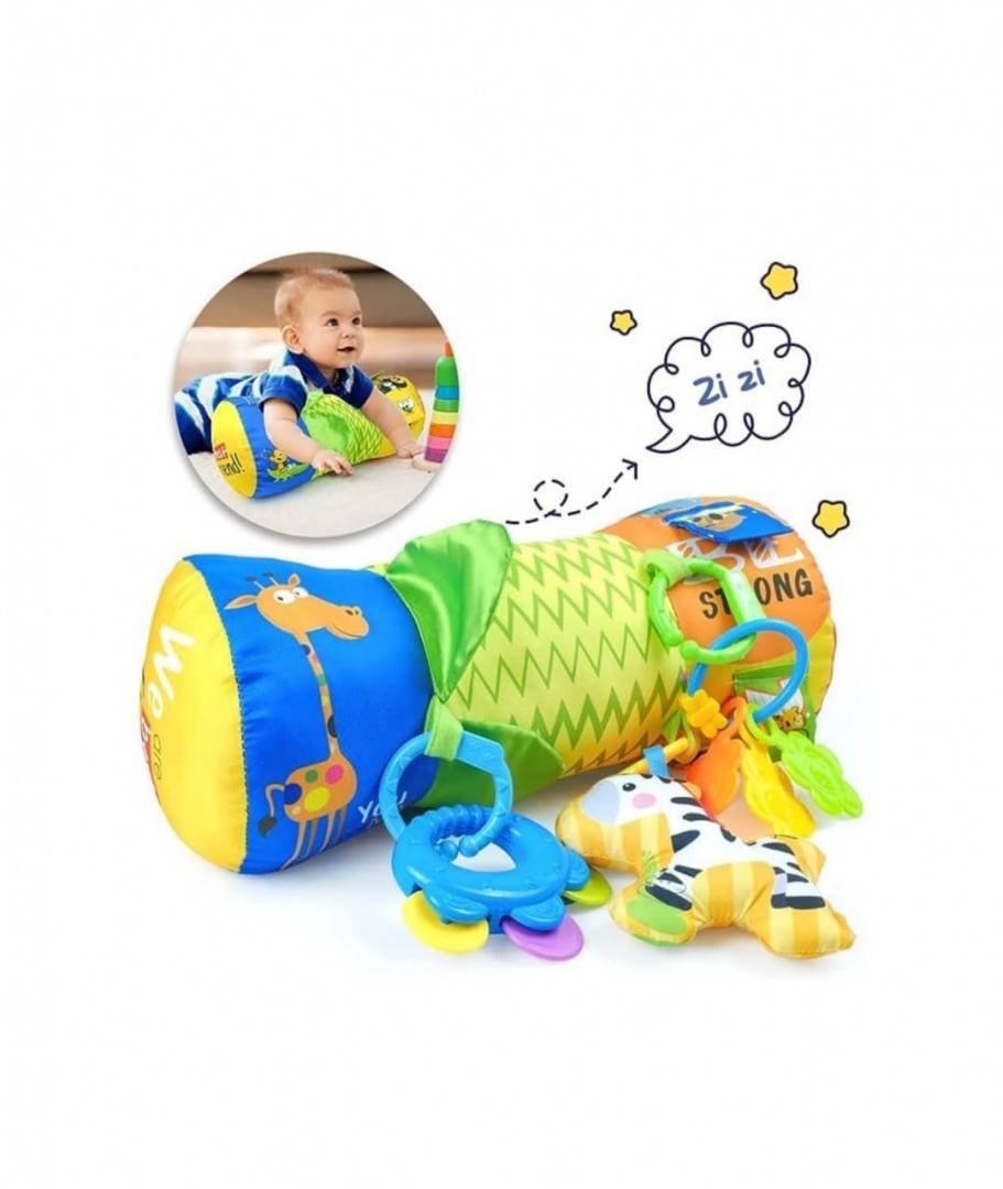 Perna burtica bebe, Cilindru cu zornaitori si animalute, MASHASHOP, multicolor, 37 cm, 6 luni +