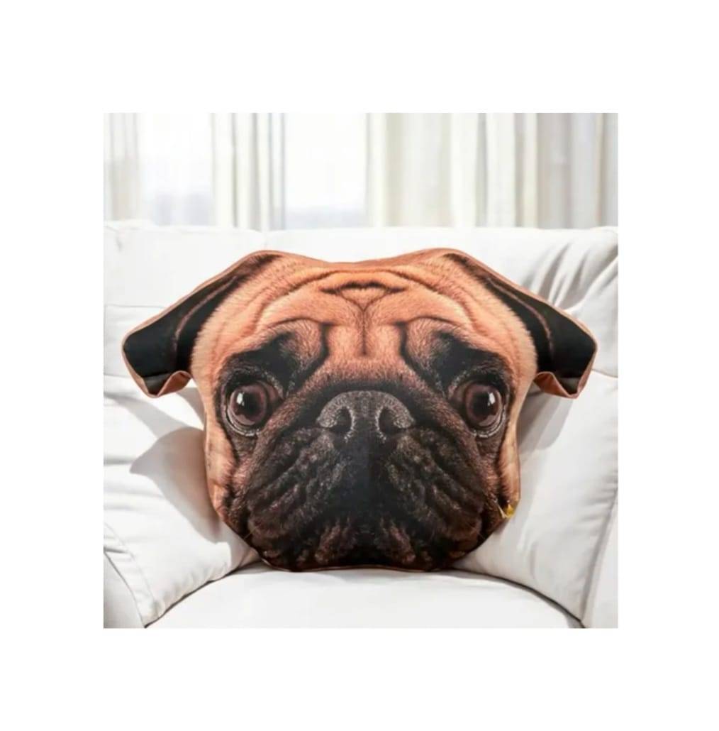Perna personalizata, Catel Pug 3D, multicolor, 45 cm x 40 cm