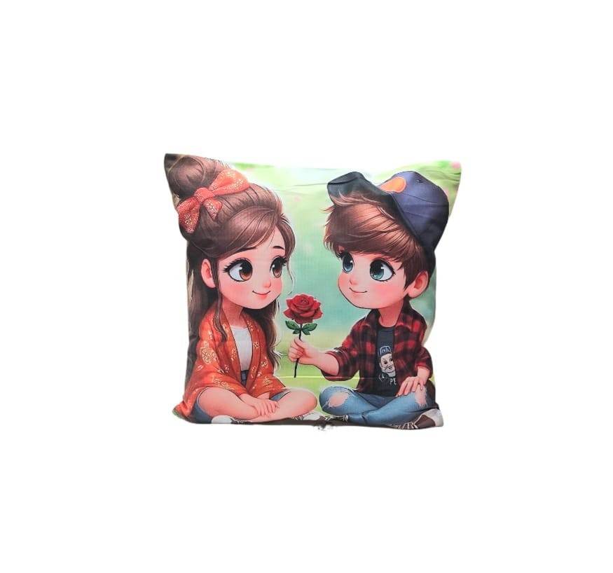 Perna personalizata, model Love, rosu/albastru, 40 cm x 40 cm