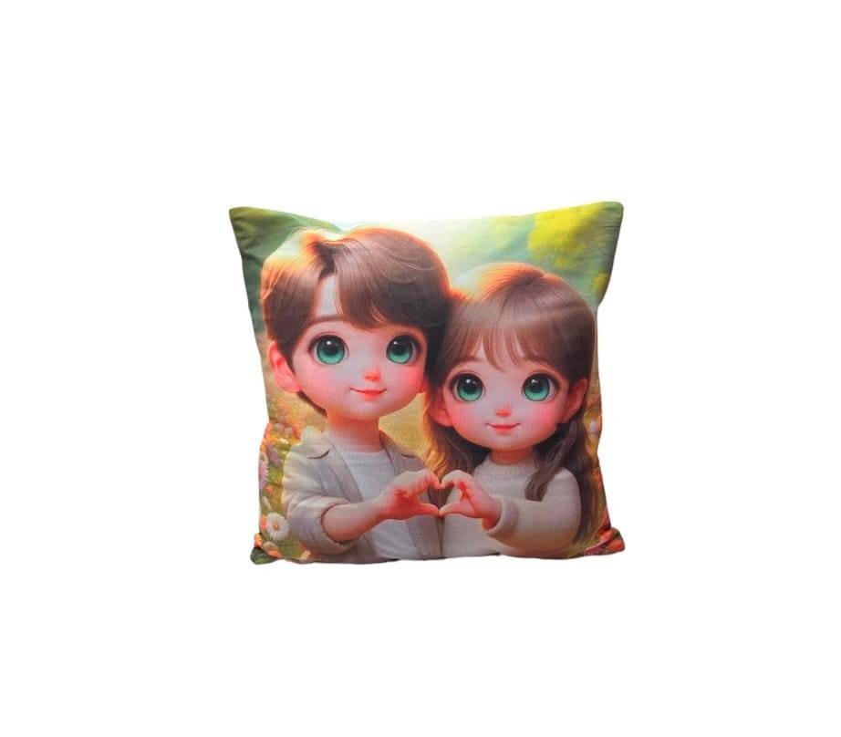 Perna personalizata, model Love, verde/multicolor, 40 cm x 40 cm