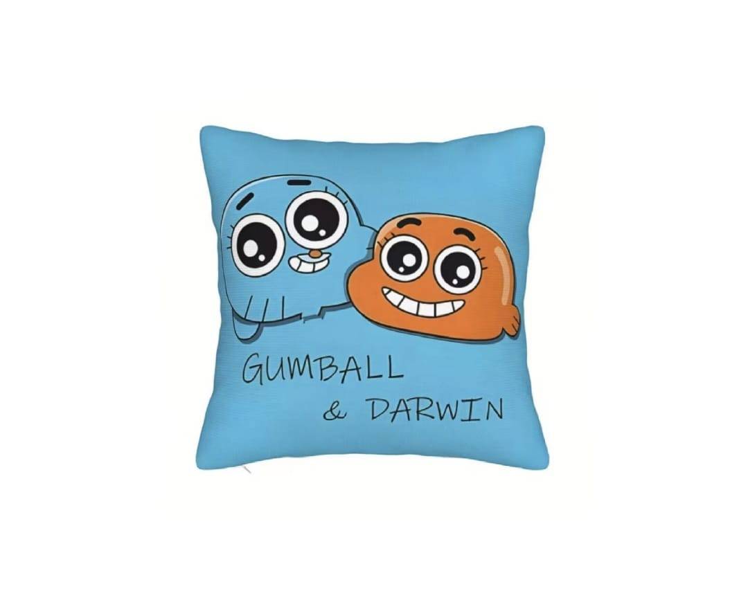Perna personalizata, pentru copii, Gumball, albastru, 40 cm x 40 cm