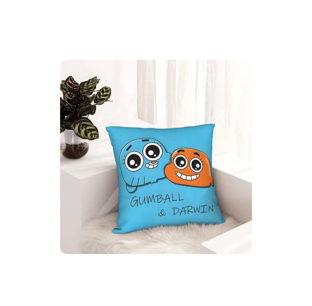 Perna personalizata, pentru copii, Gumball, albastru, 40 cm x 40 cm
