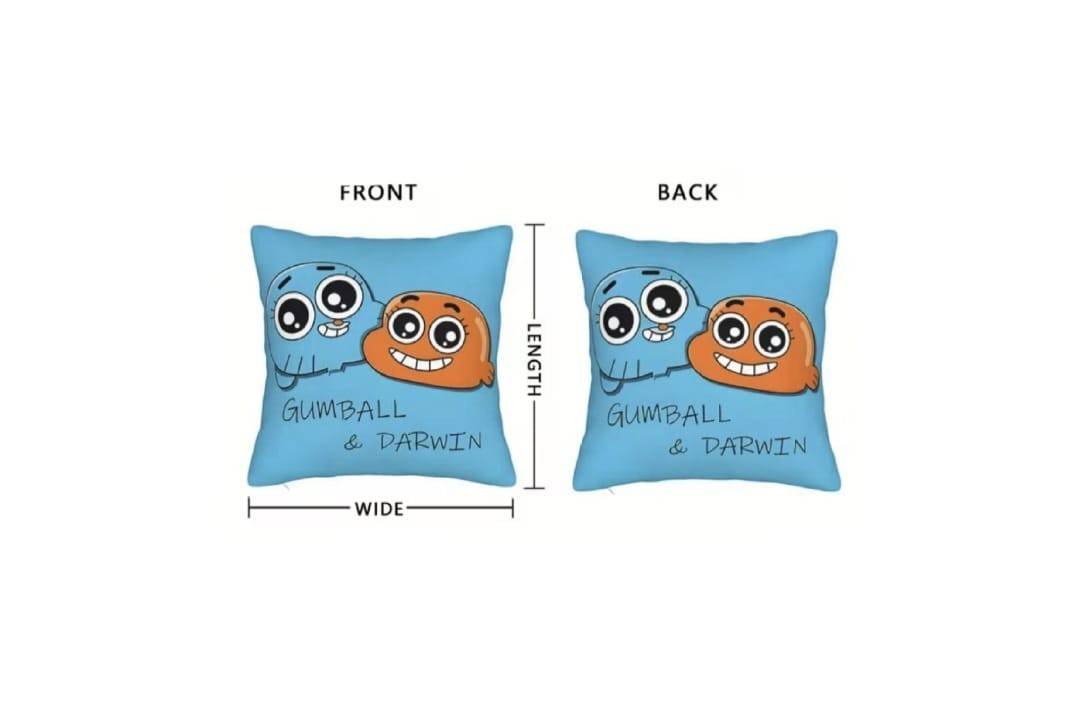 Perna personalizata, pentru copii, Gumball, albastru, 40 cm x 40 cm