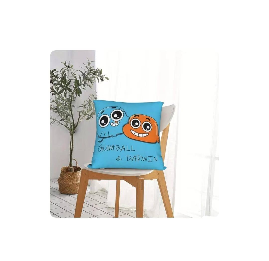 Perna personalizata, pentru copii, Gumball, albastru, 40 cm x 40 cm