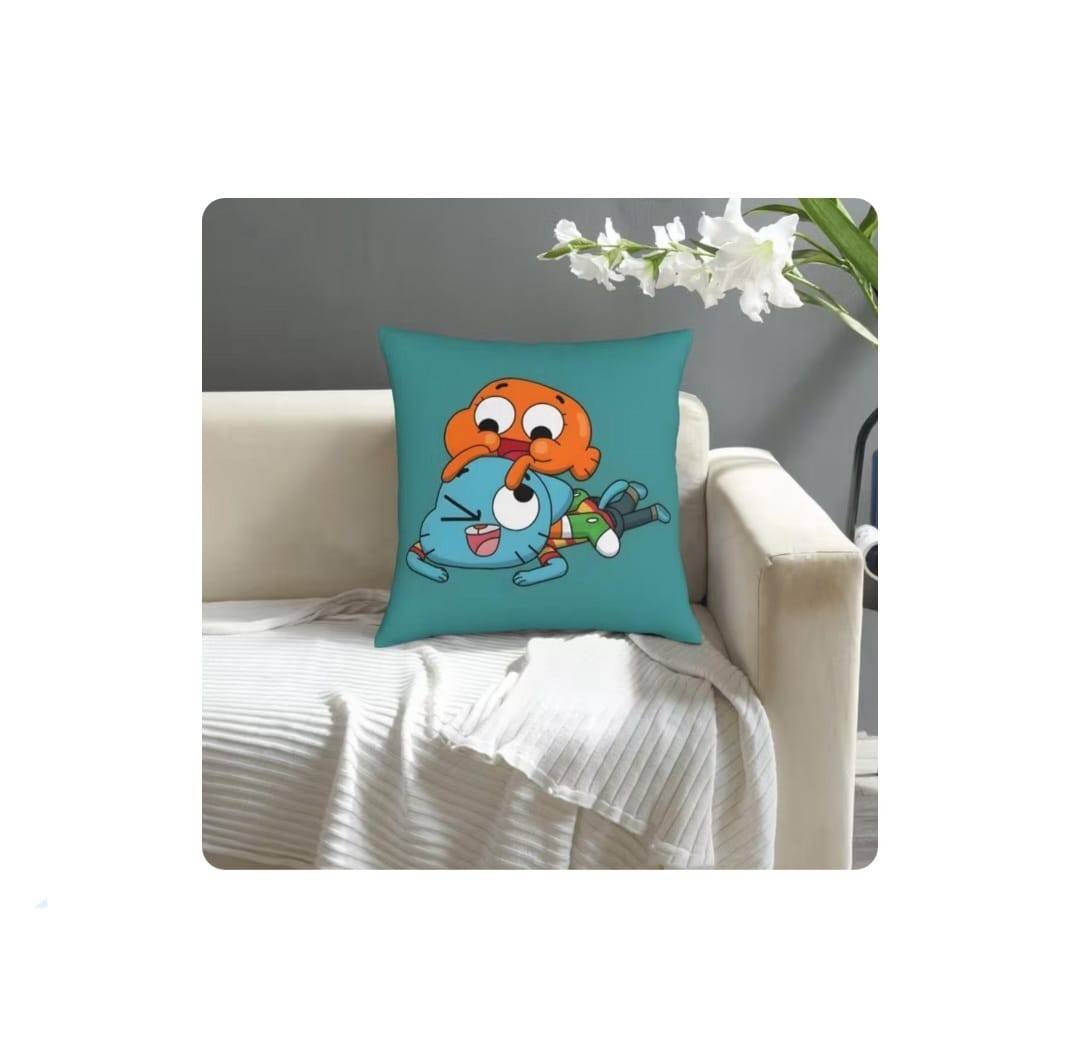 Perna personalizata, pentru copii, Gumball, multicolor, 40 cm x 40 cm