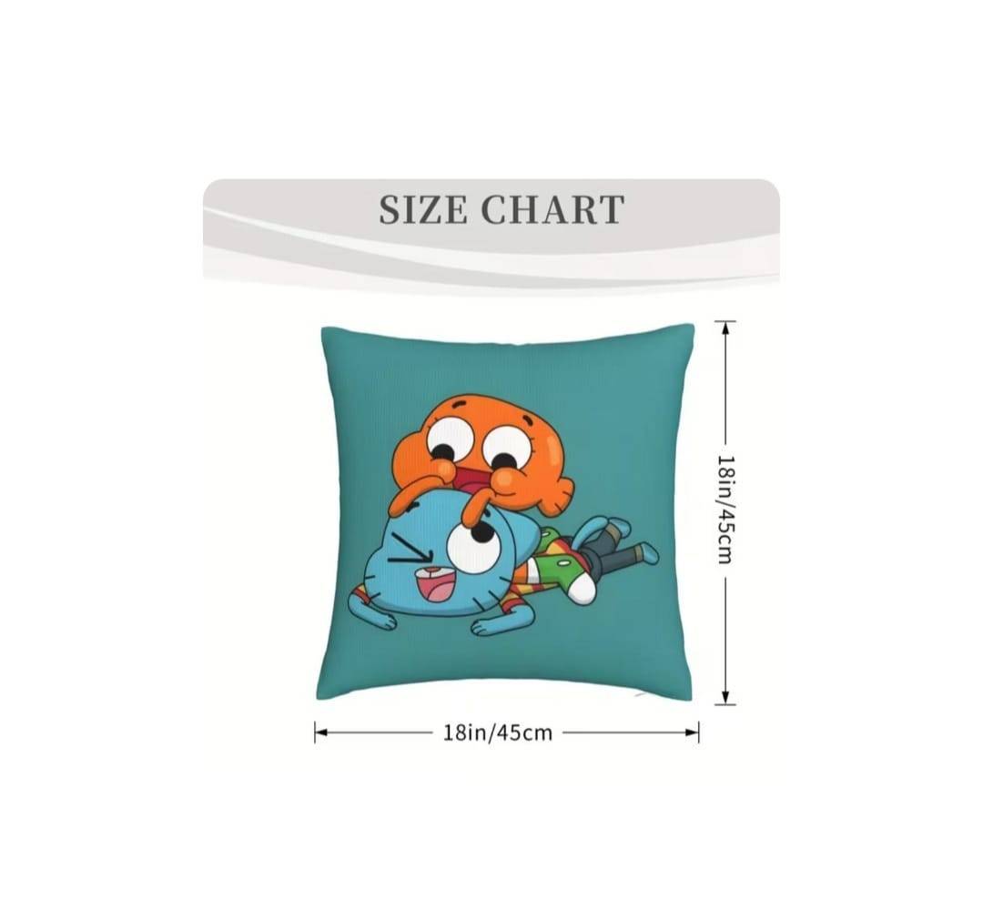 Perna personalizata, pentru copii, Gumball, multicolor, 40 cm x 40 cm