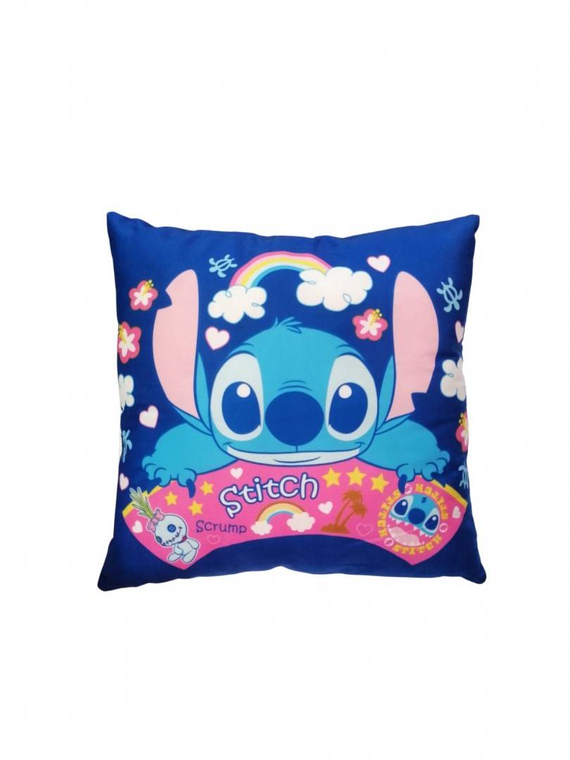 Perna personalizata pentru copii, tip Stitch, albastru, 45 cm x 45 cm
