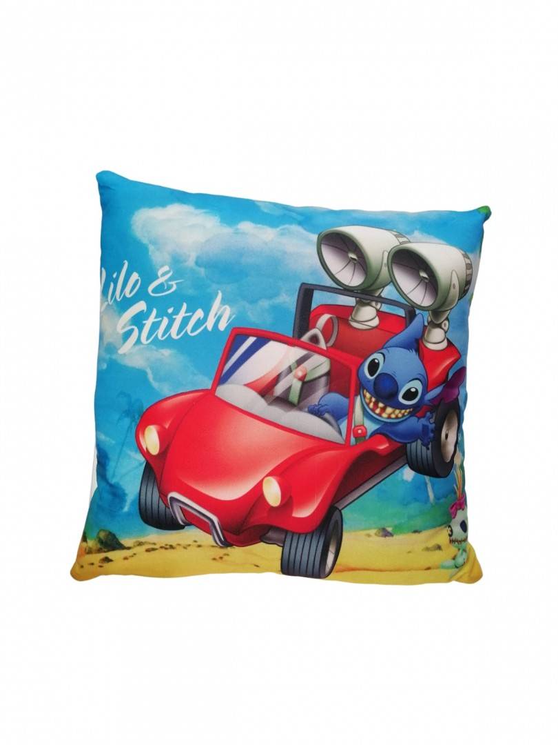 Perna personalizata pentru copii, tip Stitch, albastru deschis, 45 cm x 45 cm