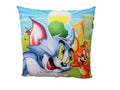 Perna personalizata pentru copii, tip Tom si Jerry, albastru, 45 cm x 45 cm