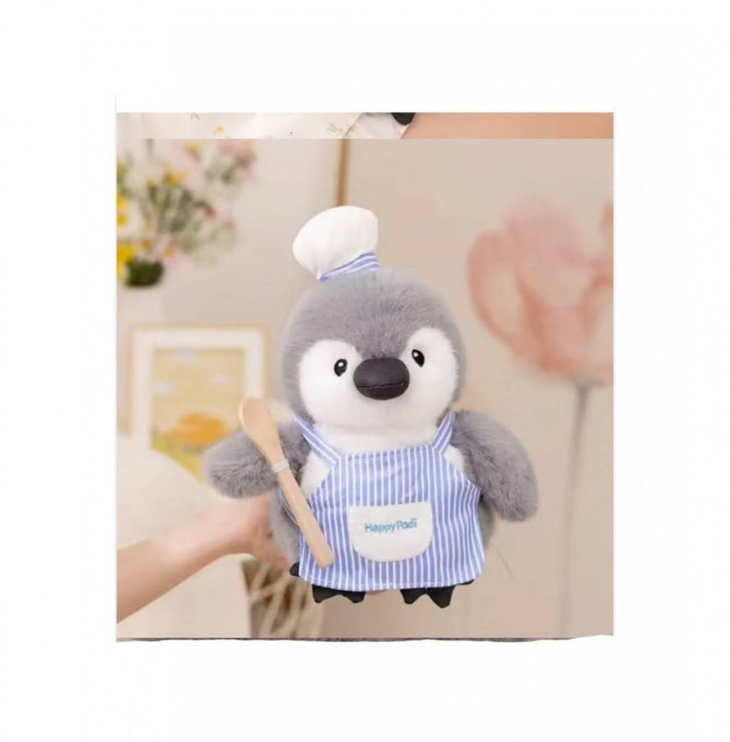 Pinguinul Bucatar de plus, gri/bleu, 22 cm