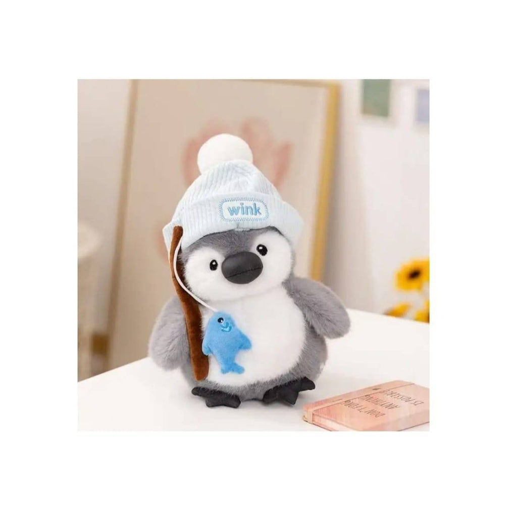 Pinguinul Pescar de plus, gri deschis, 22 cm