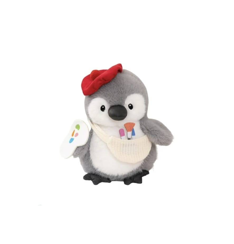 Pinguinul Pictor de plus, gri/multicolor, 22 cm