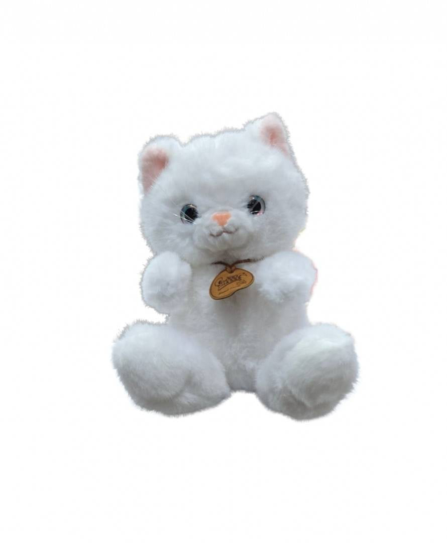 Pisicuta de plus, realist, MASHASHOP, miauna, alb, 25 cm